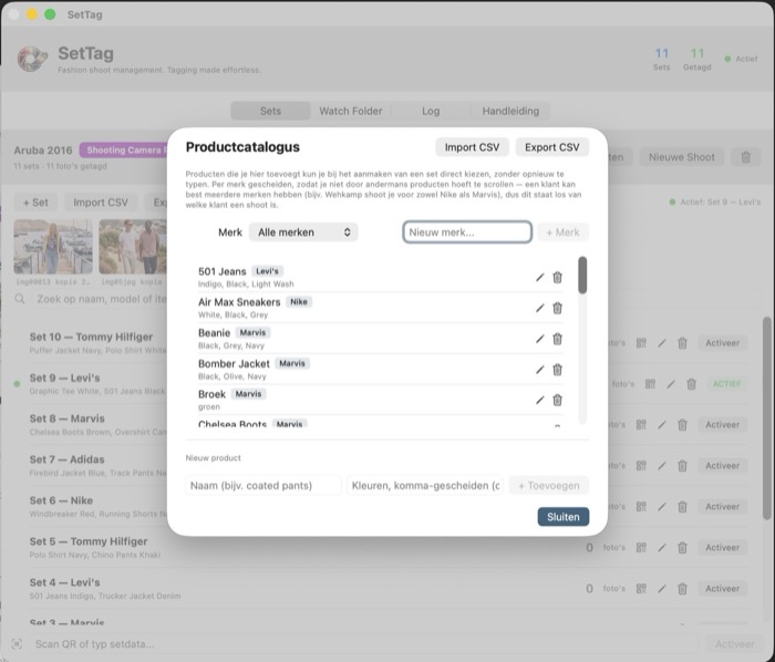 Productcatalogus, per merk